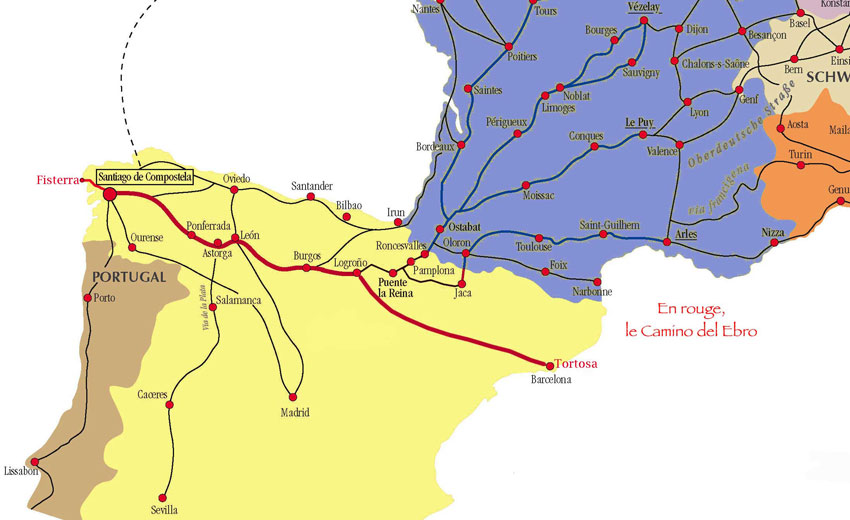 Carte du Camino del Ebro